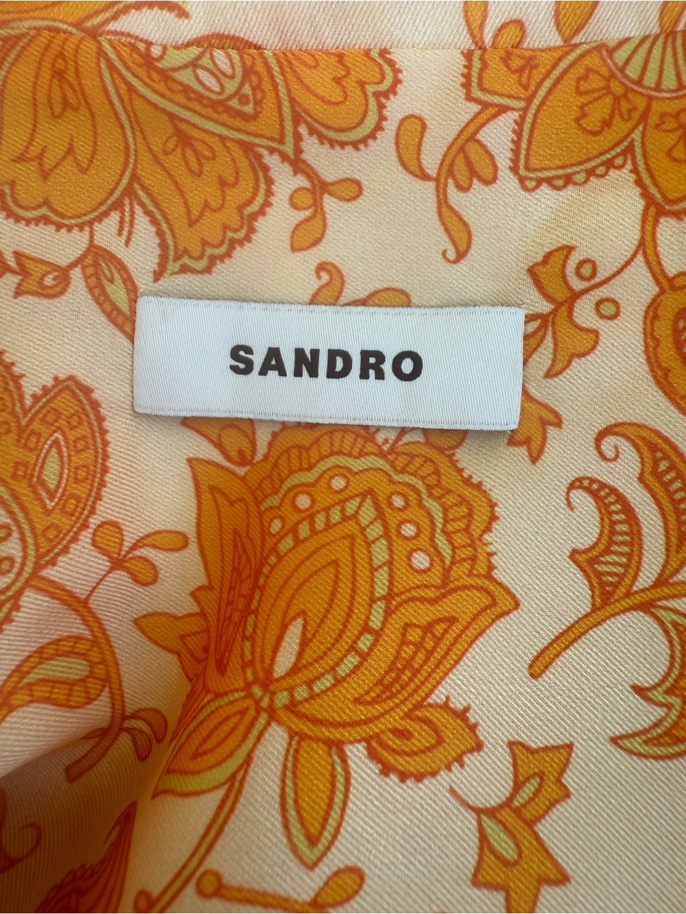 Sandro Yellow and Cream Floral Short-Sleeve Button-Down Shirt - Picture 9 of 15